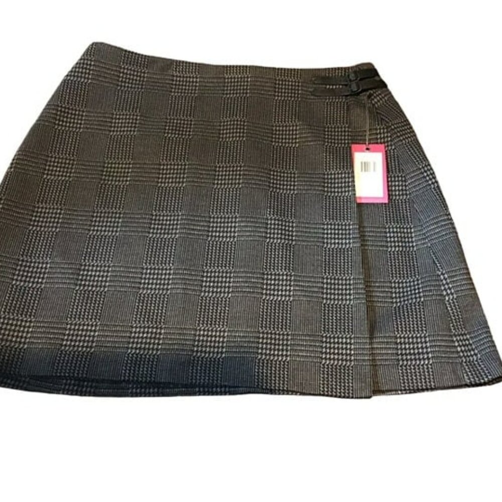Vince Camuto Mini Skirt Houndstooth Grey/Blk Lined SZ=10 Poly/Rayon/Spandex NWT
